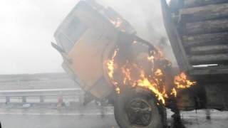 На Сколівщині загорілася вантажівка